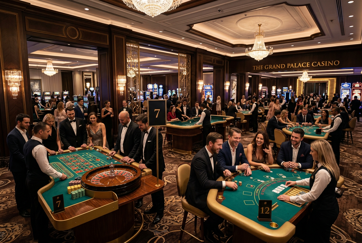 Πολυτελής αίθουσα καζίνο με τραπέζια για high rollers